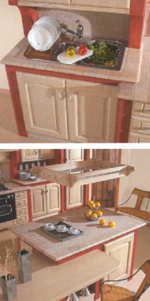  Cucina in pittura con ante in legno di decap beige